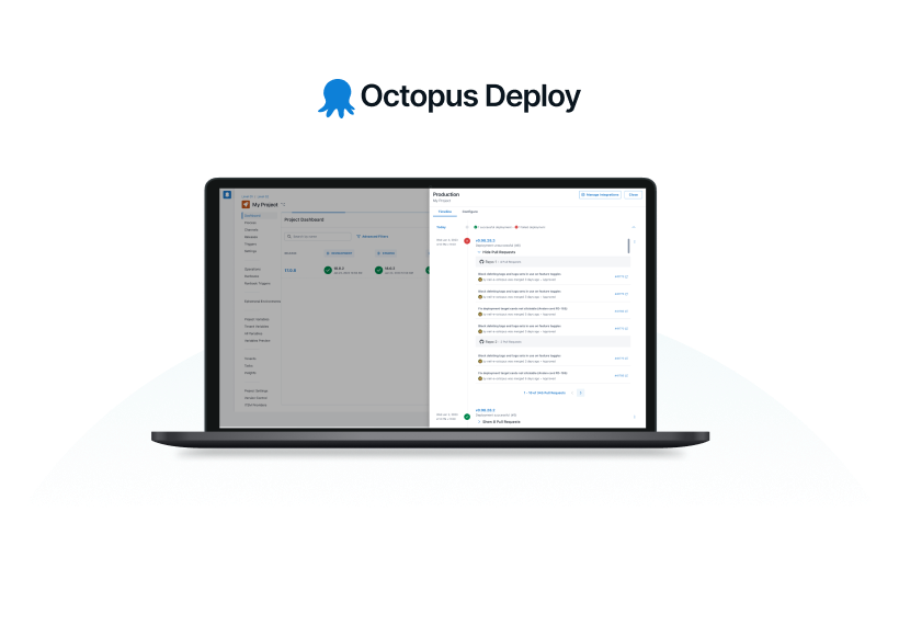Octopus Deploy Environment Timeline concept on a laptop